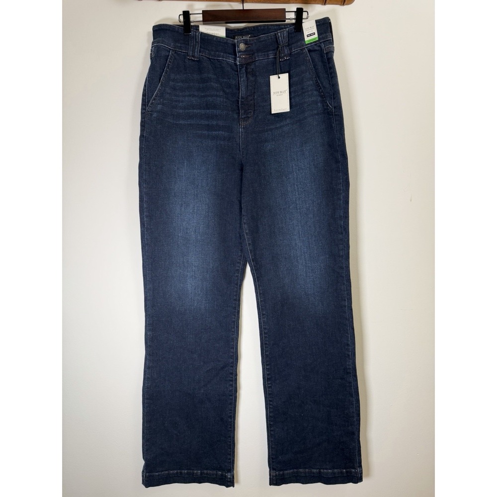NWT Judy Blue 82678 High Waist Trouser Wide Leg Jeans Womens 15 Long 35 Inseam - Picture 2 of 16